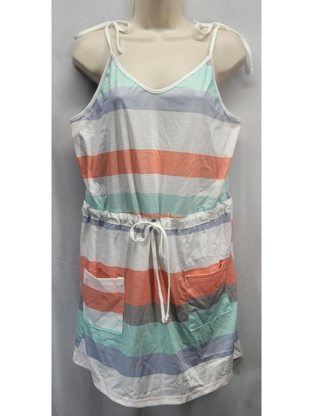 Emery Rose Large Striped Colorblock Sundress Sleeveless Scoop Neck NWT - Picture 1 of 8